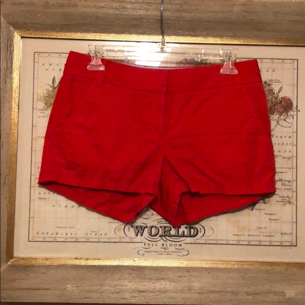 Red 3 inch j crew shorts